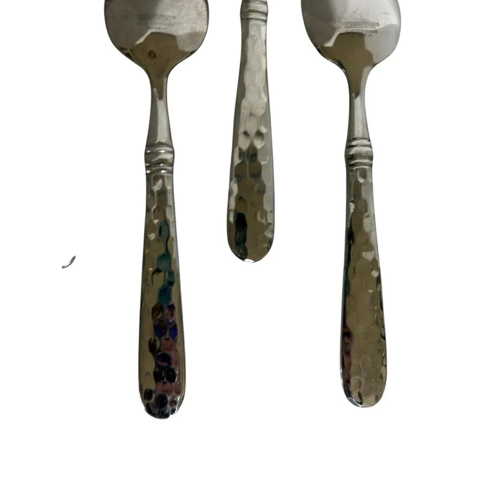 CAMBRIDGE MAJESTY HAMMERED STAINLESS FLATWARE SERVING SPOON- Hard To Find